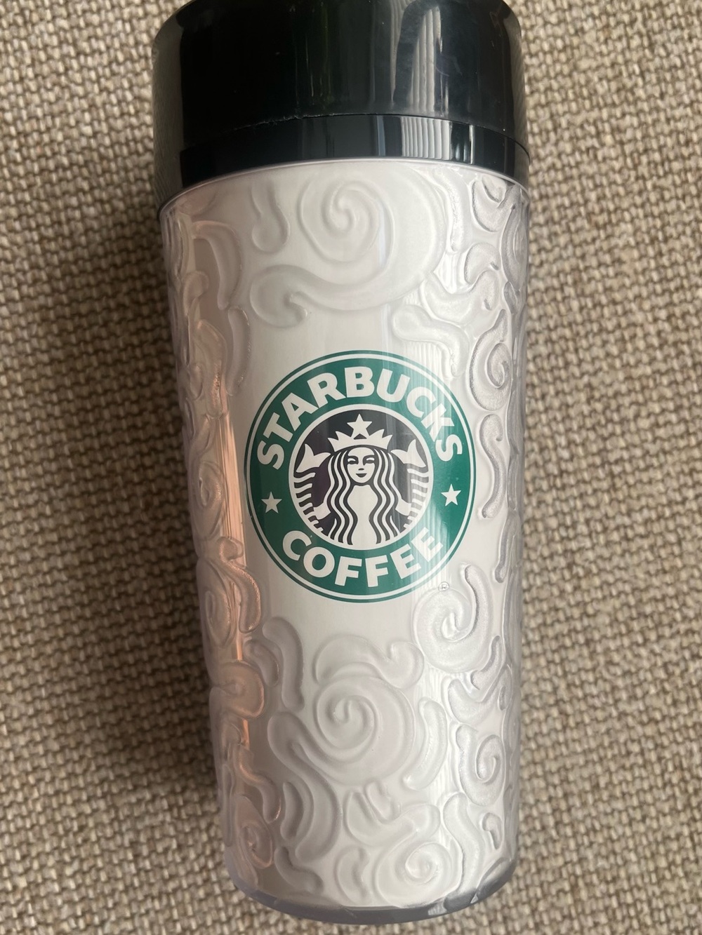 Vintage 1998 Starbucks “Swirls” Thermo-Serv Travel Tumbler Black 20oz